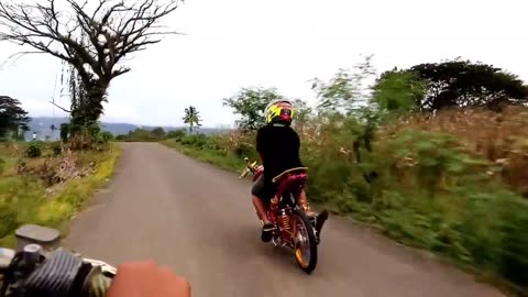 riding a modified motorbike