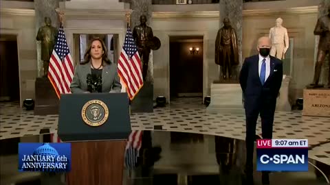 Harris equates January 6th to the 9/11 attacks and the Pearl Harbor attack.