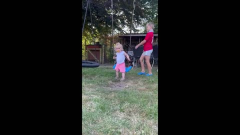 One year old learns to swing by herself