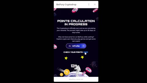 BetFury Cryptodrop - Done! Points Calculation in Progress - Withdraw +154 BFG | Total: 3065.83 BFG