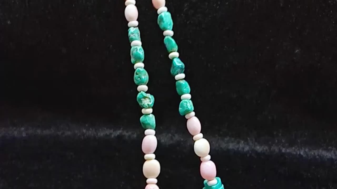 Natural turquoise and Princess spiny oyster handmade necklace full strand 16inch