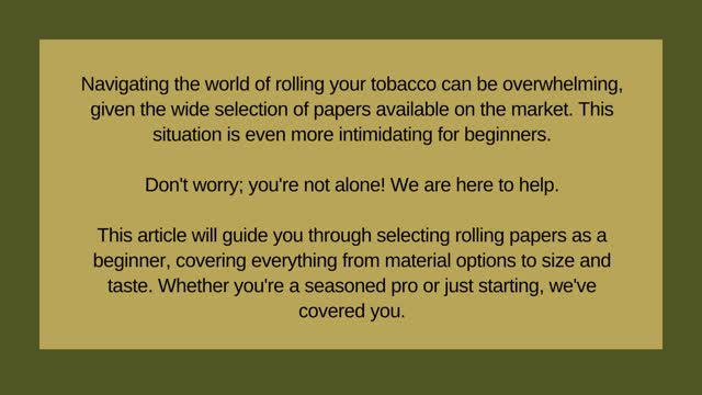 Rolling Papers Finding Your Way Through the Market