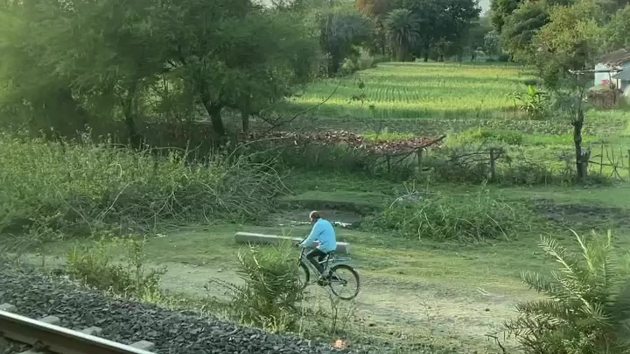 Traveling video, window side view of Indian Train