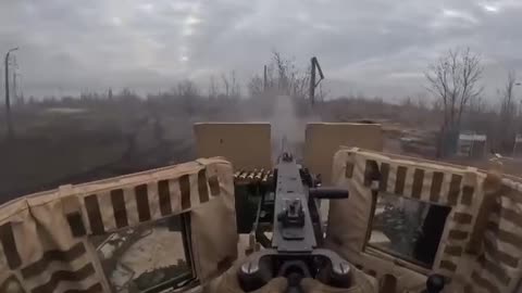 Ukrainian MRAP Engaging Russian Lines