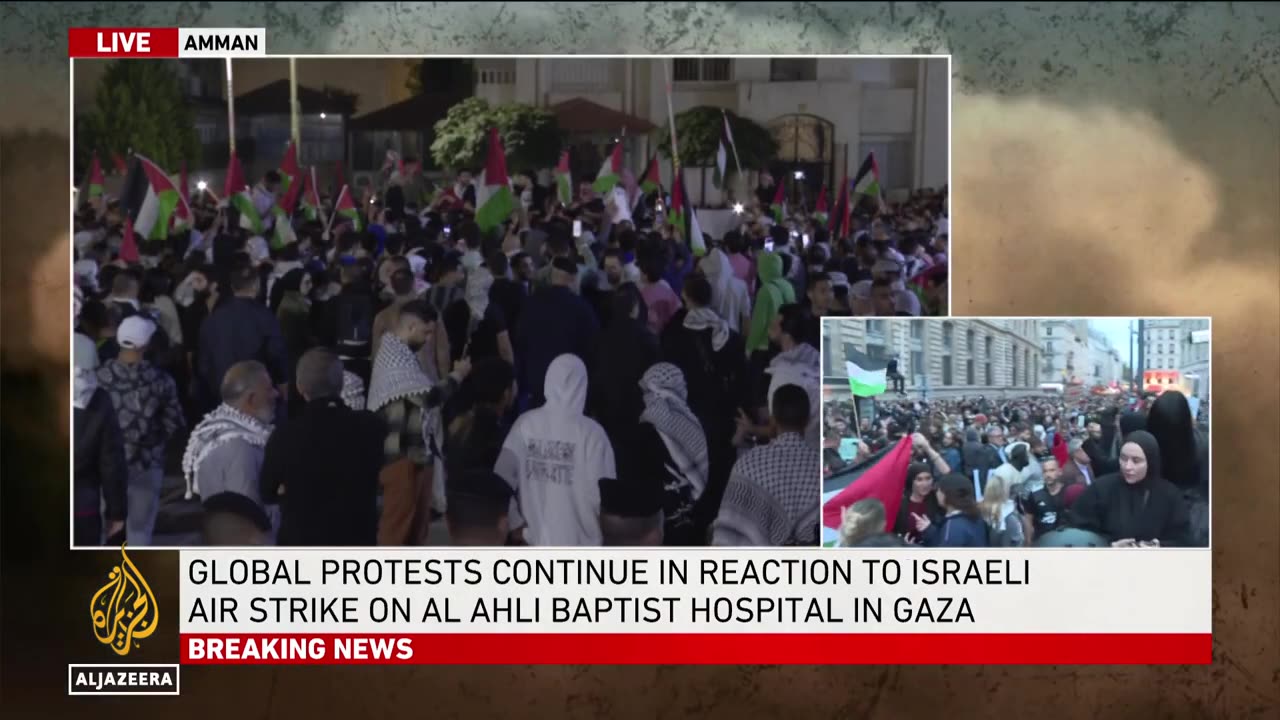 Jordanian security forces block off roads leading to the Israeli embassy in Amman due to rallies