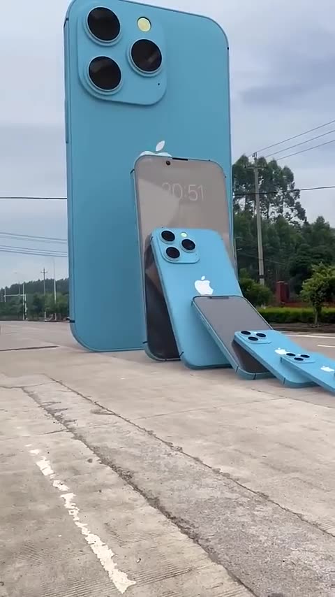 Giant Iphone 14 pro max -- 3d Special effects _ 3d animation _ future technology imagination