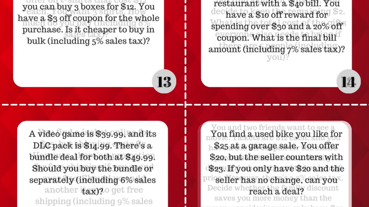 SPENDING MONEY-Financial Literacy Task Cards