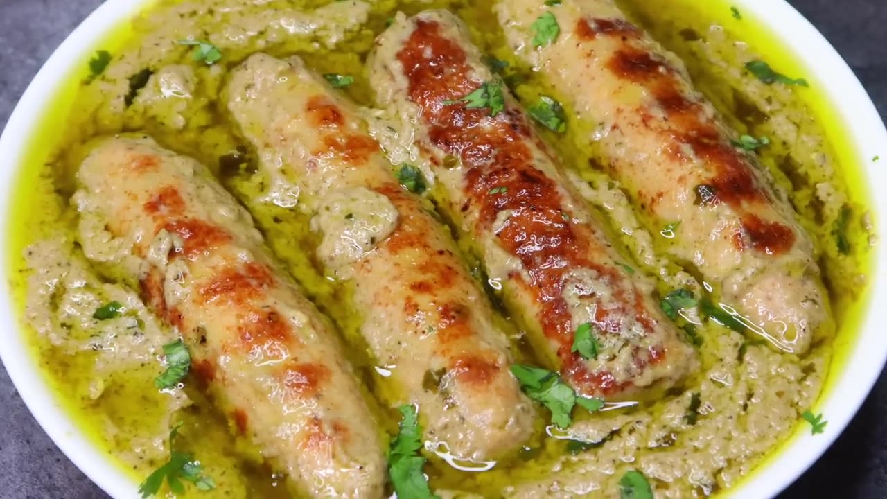 Afghani Seekh Kabab with white gravy