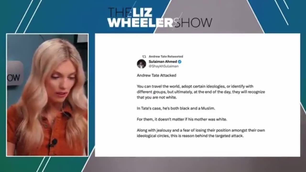 Liz Wheeler says Andrew Tate & Sulaiman Ahmed are 'Woke'