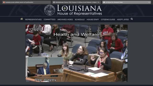 Colette Martin RN Testifies Before Louisiana Health and Welfare Committee Hearing