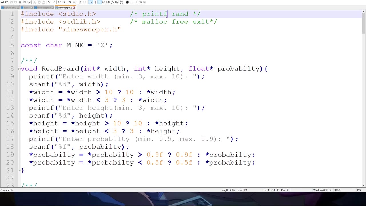 C programing｜Exercise 13 Minesweeper