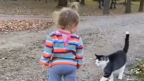 cute baby #97 with her little kitten #short #kiss#shorts