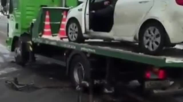 Russian guy wrecks his car