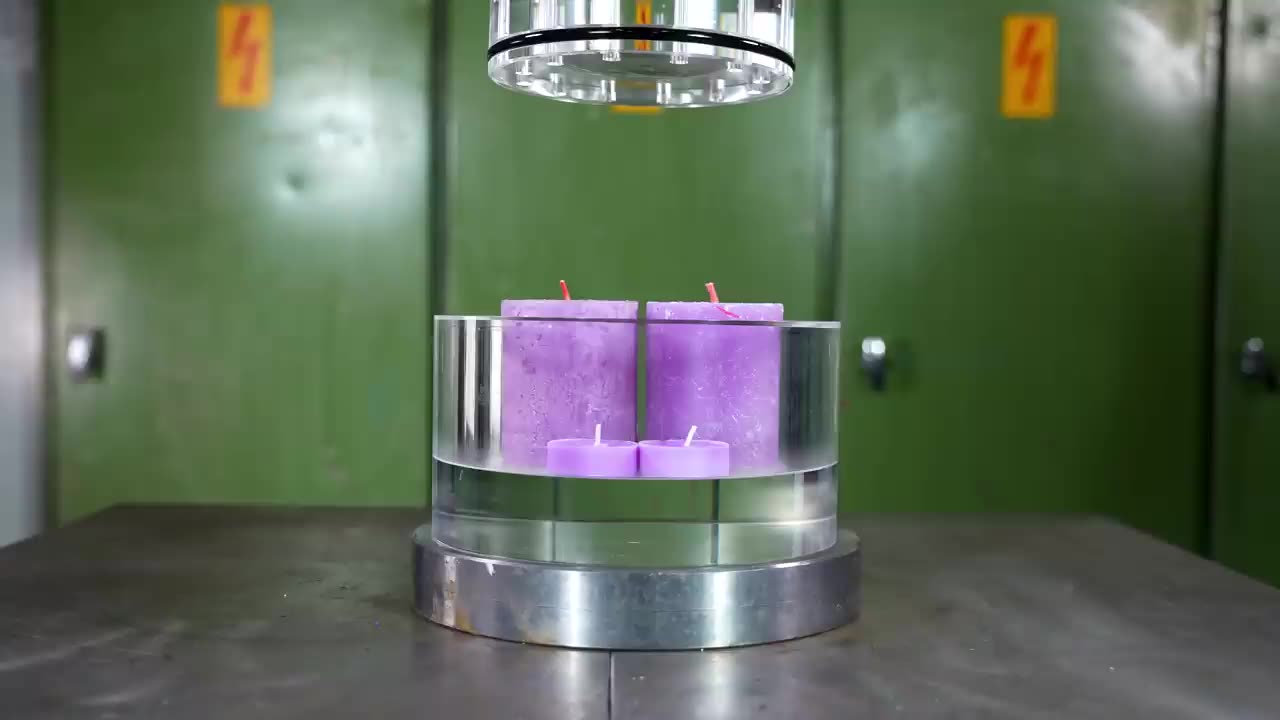 Transparent Hydraulic Press Vs. Candles | Most Satisfying Crush EVER!