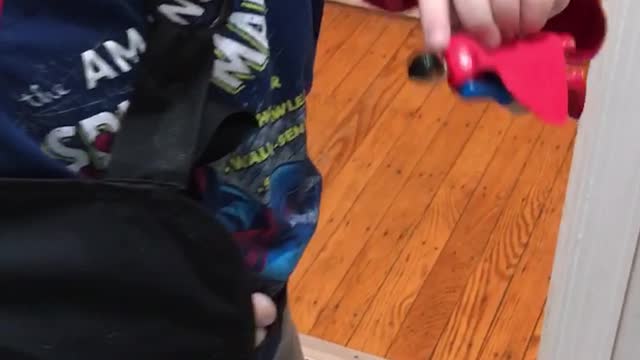 toddler has clever use for sling