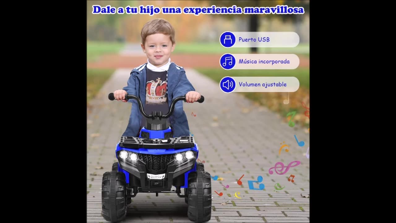 Juguete Cuatriciclo ATV Montable para Niños, Cuatriciclo Eléctrico con Focos, MP3, USB, AUX, Volumen Regulable, Juguete Eléctrico para Niños y Niñas, con Batería 6 V. Acerca de este producto 【Experiencia de conducción realística】 Los ni