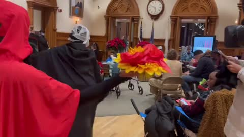 Performers celebrate Kwanzaa at the New Haven City Hall