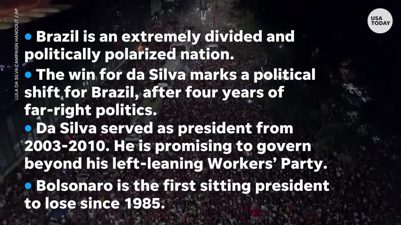 Lula da Silva defeats Bolsonaro in Brazilian presidential runoff | USA TODAY