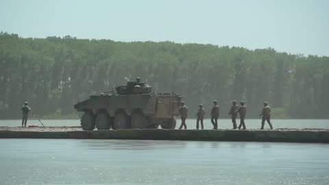 US and Romanian Forces Cross the Danube River in Romania