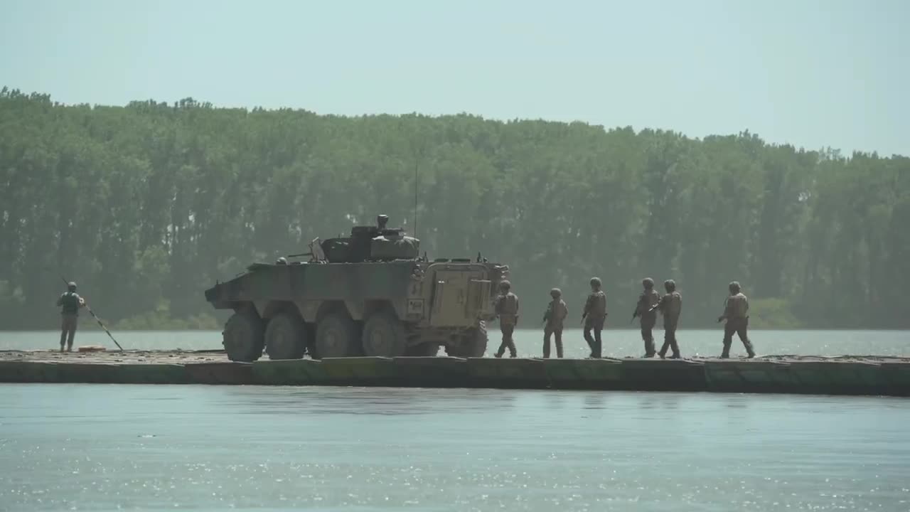 US and Romanian Forces Cross the Danube River in Romania