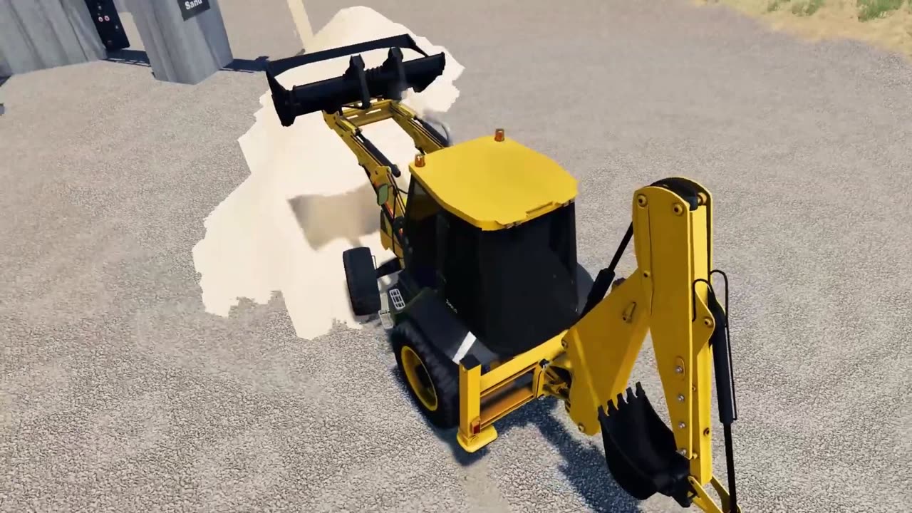 JCB Backhoe Loader transported on a trailer for construction works FS19 game video