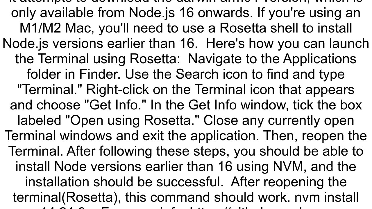 How to install Node 14 on a M2 Chip Apple Macbook Air