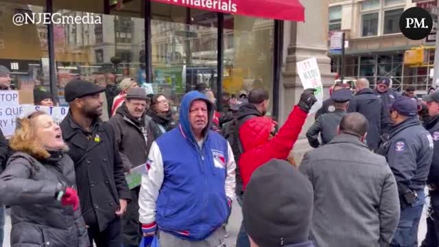 Protestors and Antifa clash outside a Drag Queen Story Hour event in New York City.