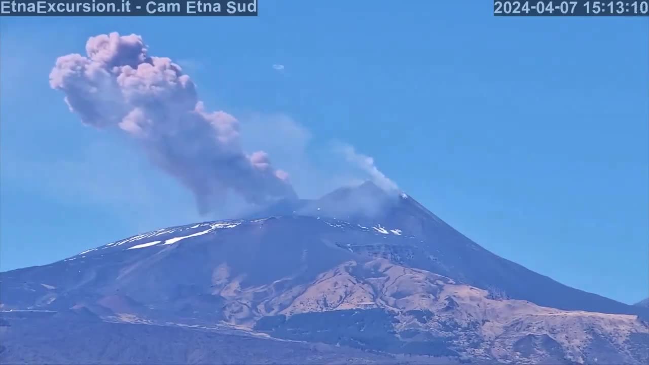 Smoke pouring out of Mount Etna in Italy today.