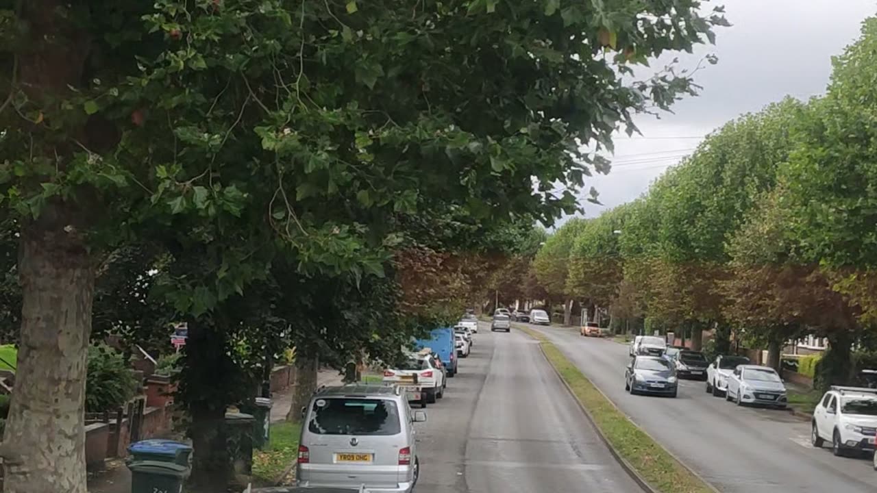 Uk road view from bus