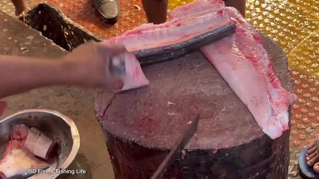 Big pangas fish cutting