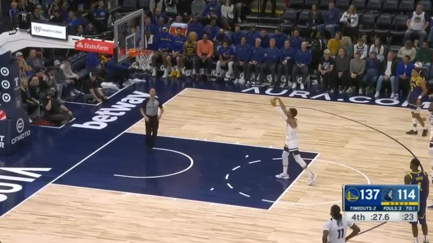 78_Stephen Curry gets a tech for trolling the ref by cheering off the bench vs Timberwolves 😂