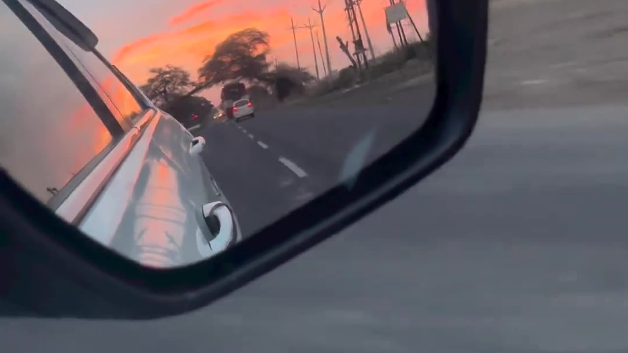 Long drive and sun set