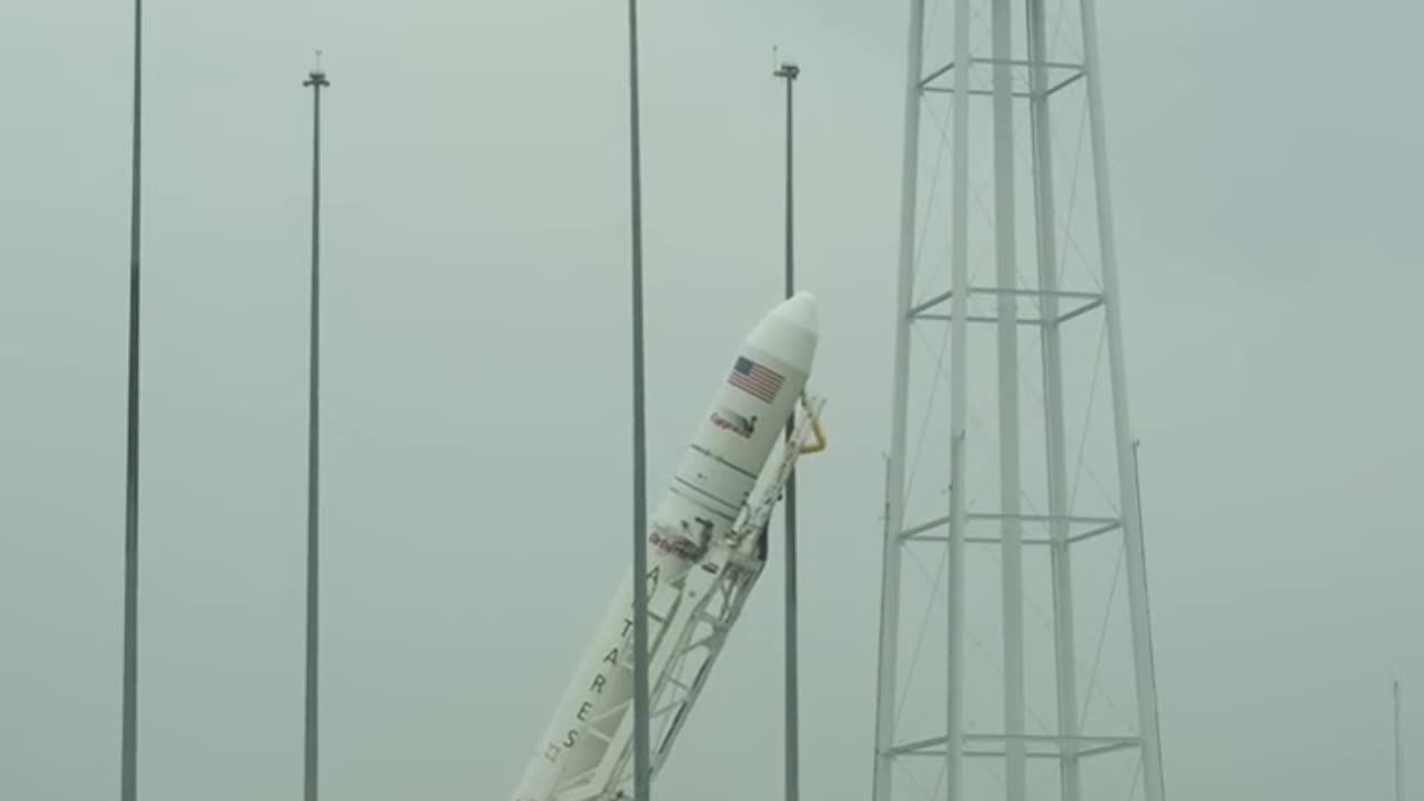 Antares Rocket Raised on Launch Pad