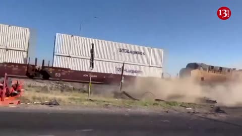 Video shows moment speeding train crashes into a truck in Texas