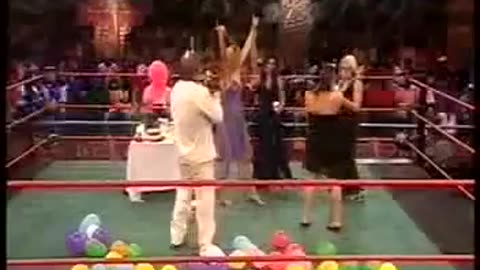 Food fight in wrestling ring