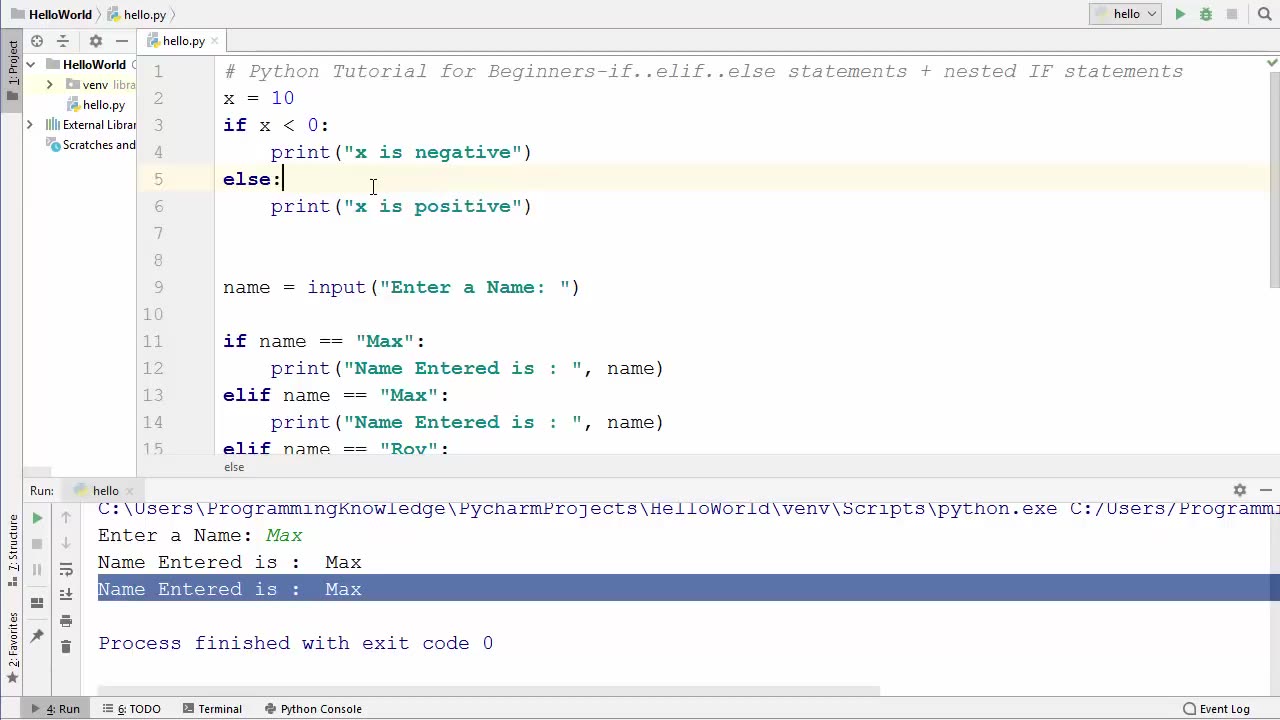 Python Tutorial for Beginners 12 - Python IF...ELIF...ELSE Statements + Nested IF Statements (1)