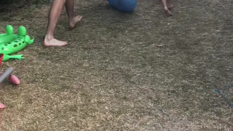 Dad Breaks Kids Slide During Relay Race