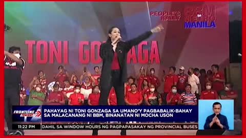 Mocha Uson, binara angpahayag ni Toni GonzagaΦυ