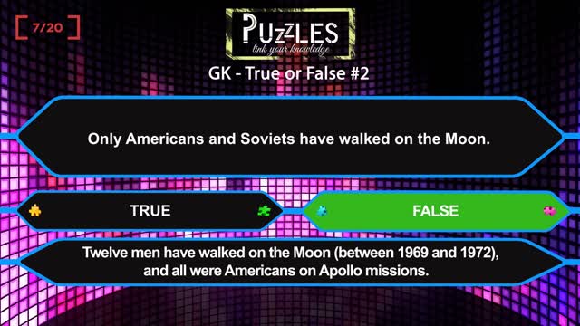 GK questions TRUE OR FALSE