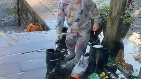 Baby Emery Unlocks Door and Soaks Boots
