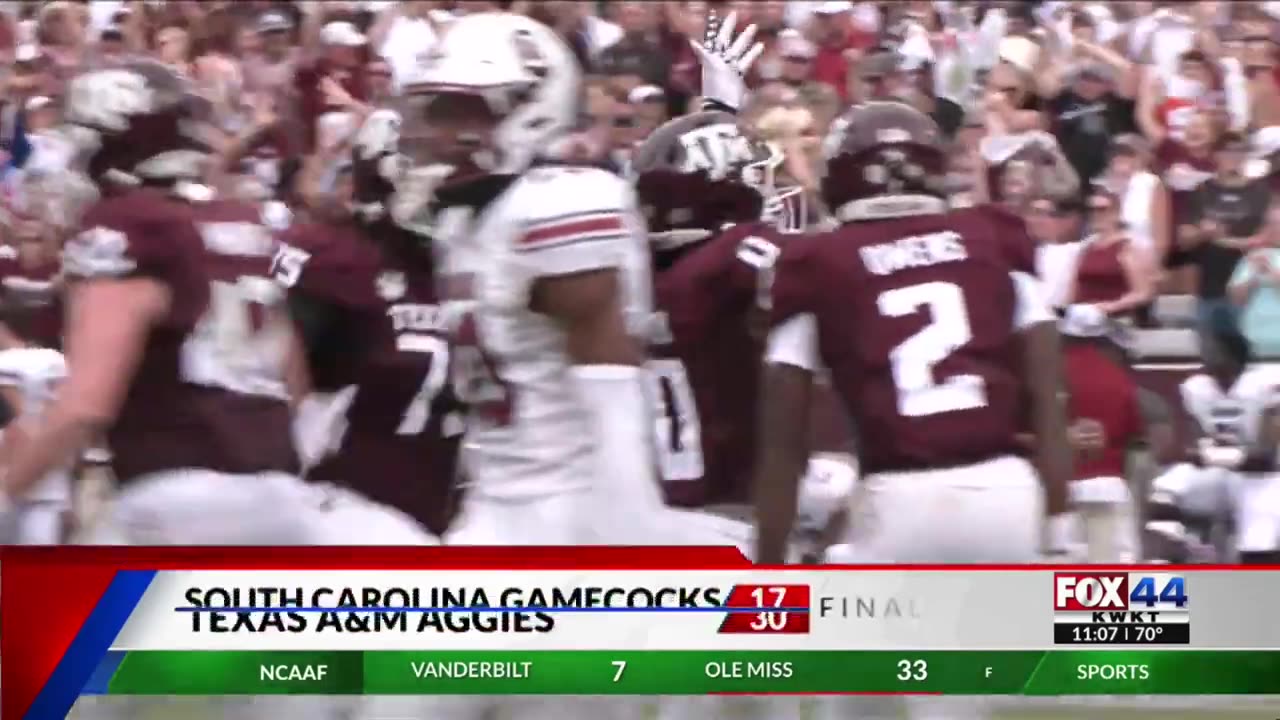 Texas A&M rolls over South Carolina to get back in win column