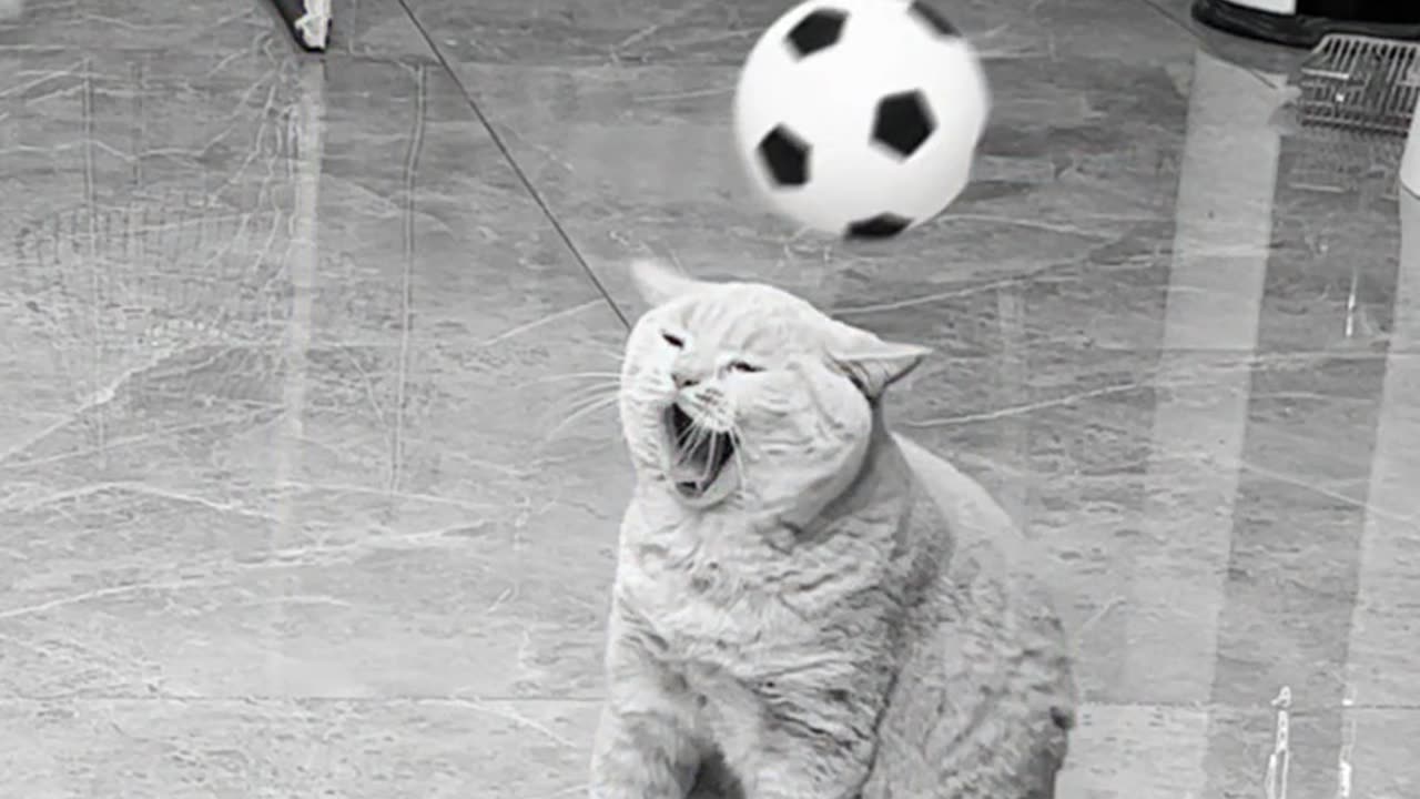 Cat playing football