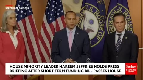 WATCH- Hakeem Jeffries Asked About Jamaal Bowman Pulling Fire Alarm Before Government Funding Vote