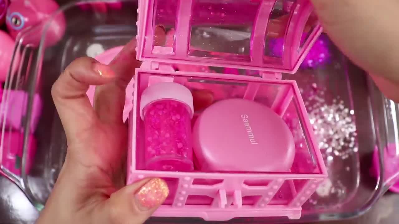 "Big Mega PINK!"Mixing "Neon Pink"Makeup,More Stuff Into slime!Most Satisfying Slime Video.