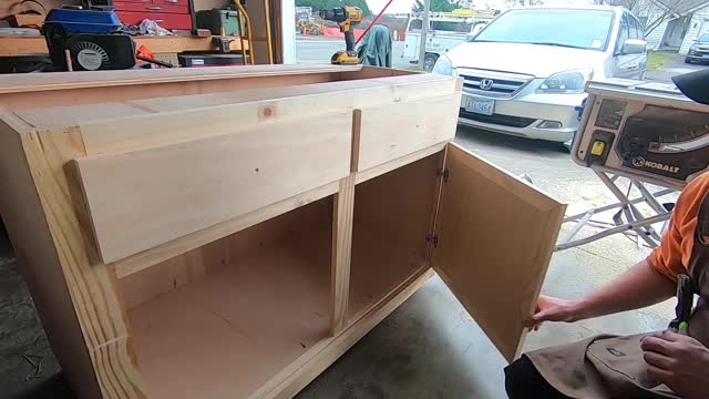 Left Lower Kitchen Cabinet - Build - Finish - Install + Bloopers