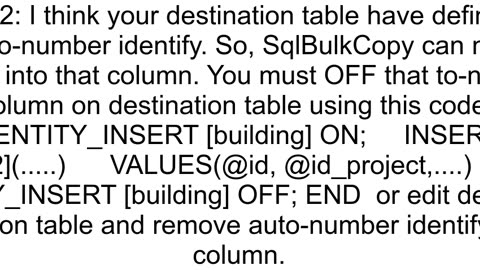 SqlBulkcopy net 40 cannot access destination table