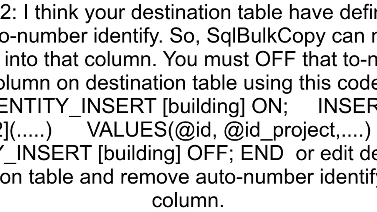 SqlBulkcopy net 40 cannot access destination table