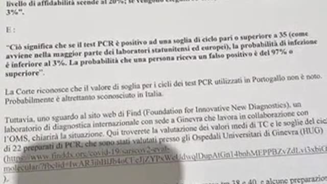 Tamponi, Corte d'Appello portoghese: affidabilità del 3%.