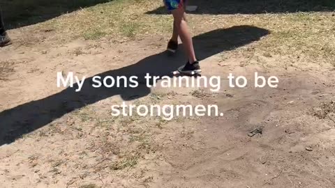 My young sons Training to be strong men