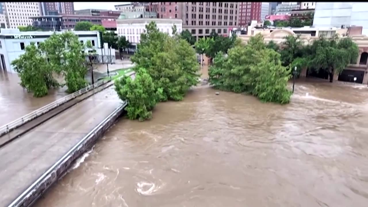 Drone video shows Houston deluged after storm Beryl